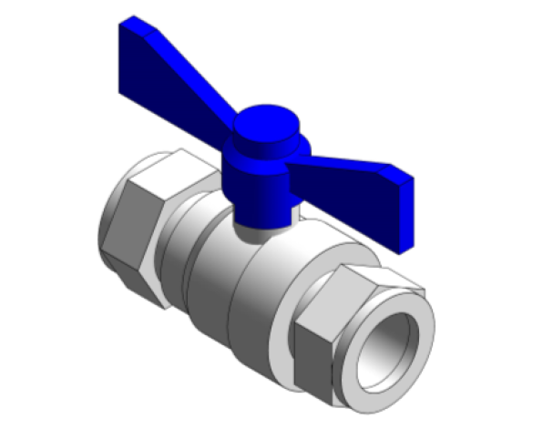 Revit, Bim, Store, Components, MEP, Object, Altecnic, Mechanical, Pipe, Intaball, Lever, Ball Valve, blue, Handle, Hot, Water, compression, high flow, rate, pressure, drop