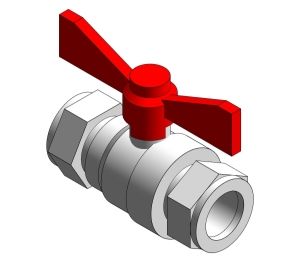 Product: Intaball Butterfly Handle Ball Valve (Compression) - Red Handle