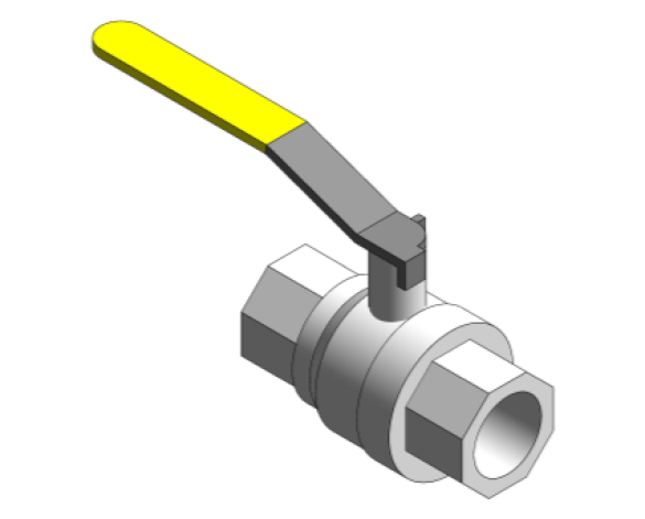 Revit, Bim, Store, Components, MEP, Object, Altecnic, Mechanical, Pipe, Intaball, Lever, Ball , Valve, blue, Handle, Hot, Water, bsp, yellow, gas, threaded