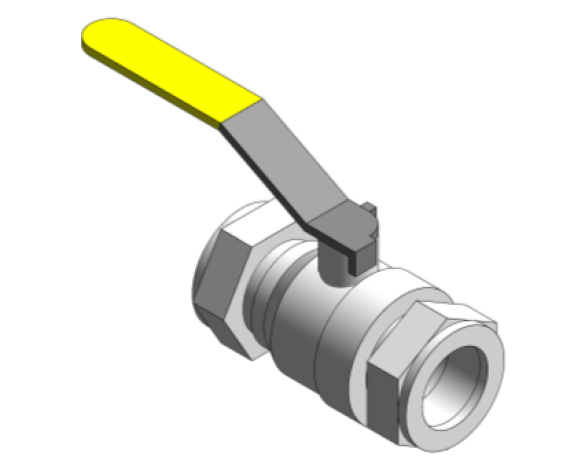 Revit, Bim, Store, Components, MEP, Object, Altecnic, Mechanical, Pipe, Intaball, Lever, Ball, Valve, Handle, Hot, Water, compression, yellow
