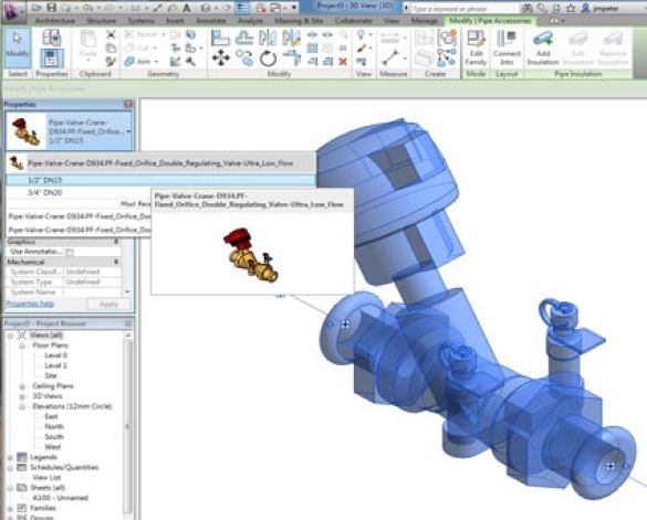 Revit, BIM, Store, Components, Architecture, Object, Free, Download, MEP, Mechanical, Fitting, Pipe, Fluid, Systems, Valve, Crane, MEP, Double, Regulating, D934, Push, Fit