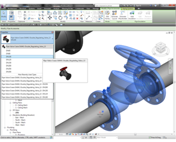 Revit, BIM, Store, Components, Architecture, Object, Free, Download, MEP, Mechanical, Fitting, Pipe, Fluid, Systems, Valve, Crane, MEP, Double, Regulating, D941,