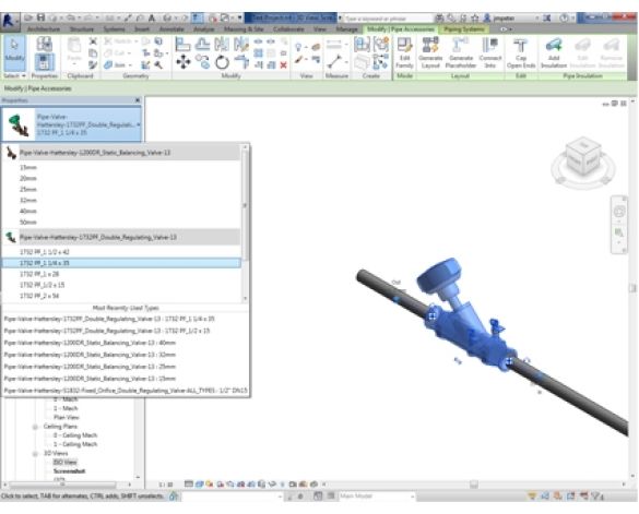 Revit, BIM, Store, Components, Architecture,Object,Free,Download,MEP,Mechanical,Pipe,Hattersley,Valve,Strainer,Hatts, Fig. 1732L.PF, Press-Fit ,Fixed, Orifice, Double, Regulating, Valve