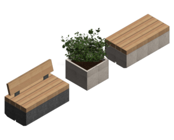 Bim,content,object,component,BIM, Store, Revit,original,library,family,families,marshall,landscaping,external, furniture, metrolinia, collection, outdoor, modular, system, timber, seating, options, curved ,benches, planter, combined,contemporary,urban,building,blocks