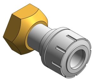 Product: PolyPlumb Straight Tap Connector with Brass Connecting Nut