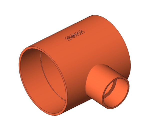 bimwarehouse 3D image of BB25 Branch Reduced Tee from Boss