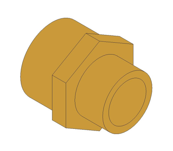 bimwarehouse 3D image of the Brass Screwed Pipe Hexagon Nipple Reducing from Boss