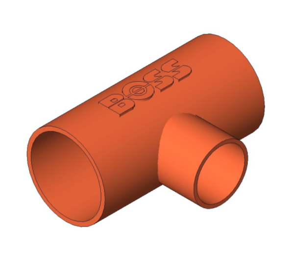 bimwarehouse 3D image of the End Feed Fitting Branch Reduced Tee from Boss