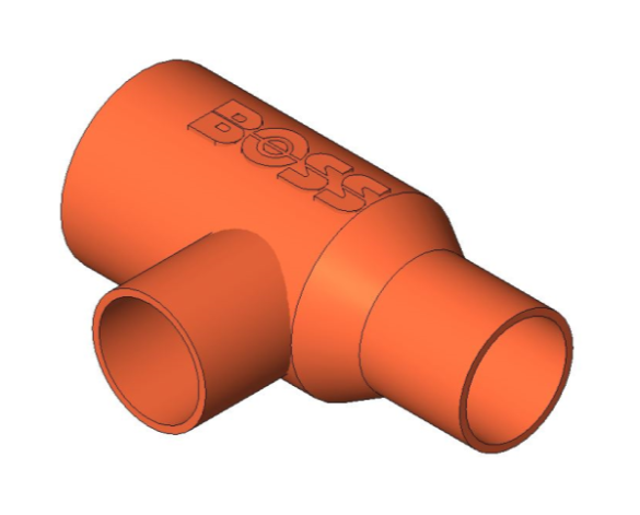 bimwarehouse 3D image of the End Feed Fitting - End Reduced Tee from Boss