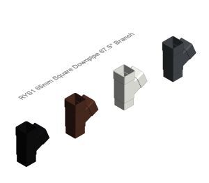Product: RYS1 65mm Square Downpipe 67½° Branch